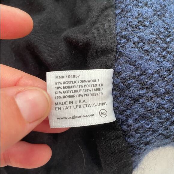 AG Adriano Goldschmied Wool Knit Jacket Med Blue and Black Blazer Office Career - Picture 10 of 12